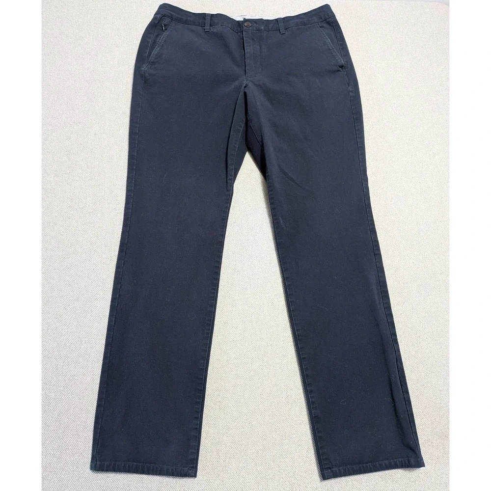 BONOBOS Pants Men's Navy Blue 36x32 Tailored Fit Cotton Stretch Chinos Office
